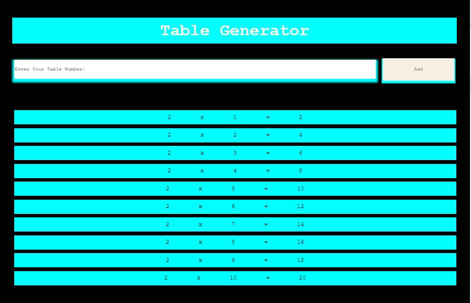 Table Generator Web